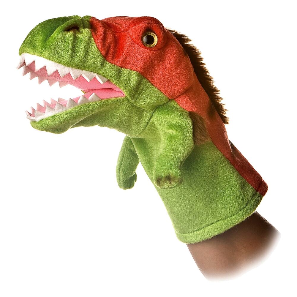 Aurora Velociraptor Hand Puppet 10" Green Dinosaur Teeth Plush Interactive Toy